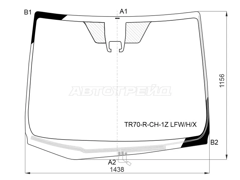 Стекло лобовое (Обогрев щеток / Камера) Toyota Noah 14-17  / Voxy 14-17  / Esquire 14-17 (XYG: TR70-R-CH-1Z LFW/H/X)