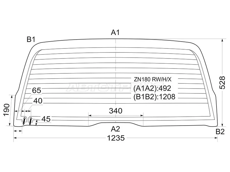 Стекло заднее (Цвет зеленый / Обогрев) Toyota 4Runner 95-02  / Hilux Surf 95-02 (XYG: ZN180 RW/H/X)