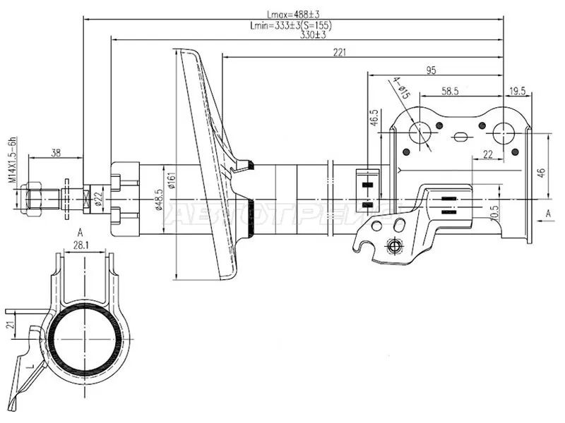 Стойка передняя TOYOTA CARINA /CALDINA /CORONA 92-02 LH (SAT: ST-48520-29205)