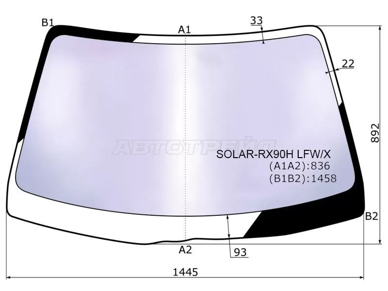 Стекло лобовое (Атермальное) Toyota Mark II (X90) 92-96 (XYG: SOLAR-RX90H LFW/X)