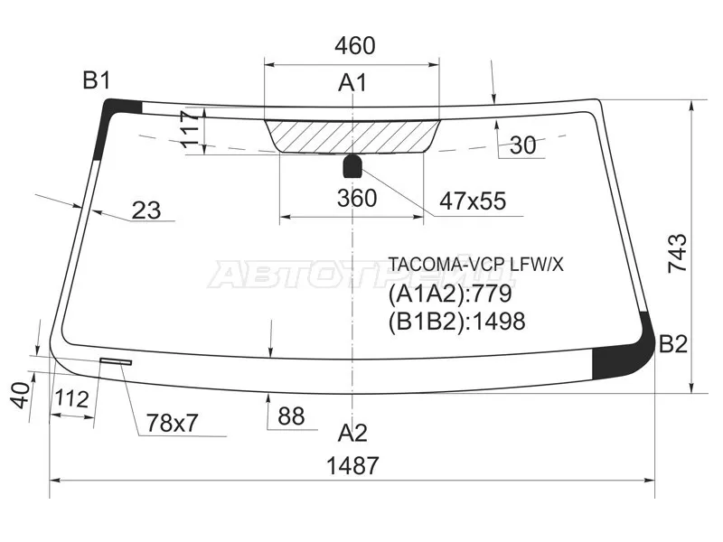 Стекло лобовое Toyota Tacoma 04- (XYG: TACOMA-VCP LFW/X)
