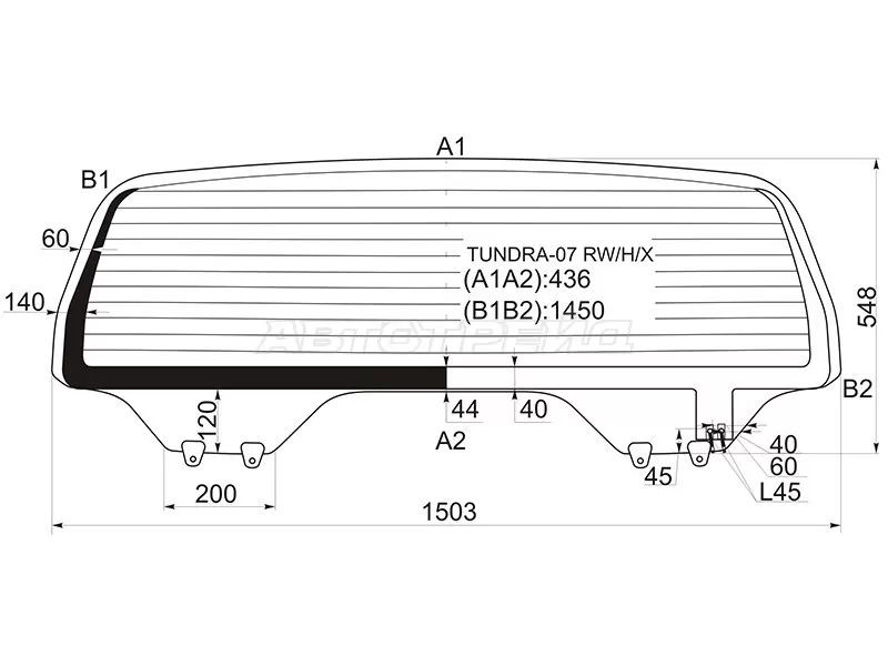 Стекло заднее (Цвет зеленый / Обогрев) Toyota Tundra 06-22 (XYG: TUNDRA-07 RW/H/X)