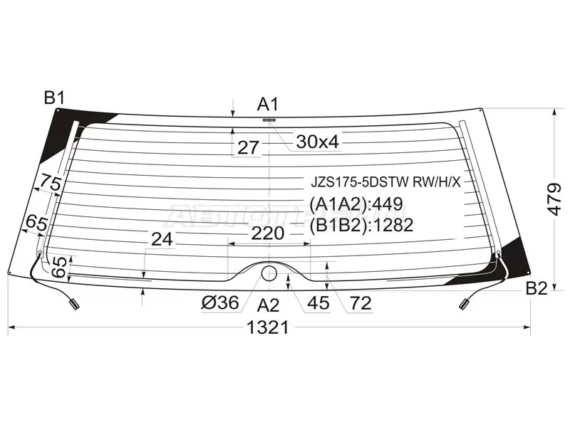 Стекло заднее (Цвет зеленый / Обогрев) Toyota Crown 99-07 (XYG: JZS175-5DSTW RW/H/X)