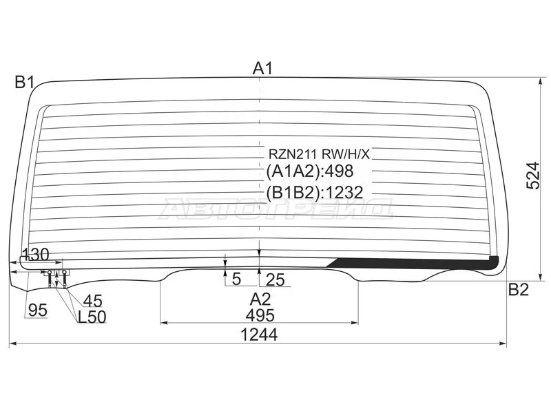Стекло заднее (Цвет зеленый / Обогрев) Toyota 4Runner 02-09  / Hilux Surf 02-09 (XYG: RZN211 RW/H/X)