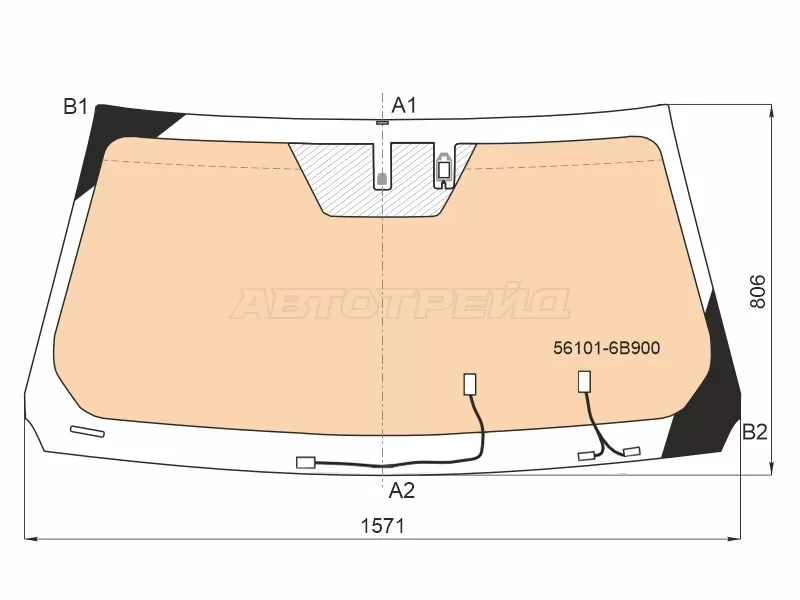 Стекло лобовое (Обогрев полный / Датчик дождя) Toyota Land Cruiser (J300) 21- (TOYOTA: 56101-6B900)
