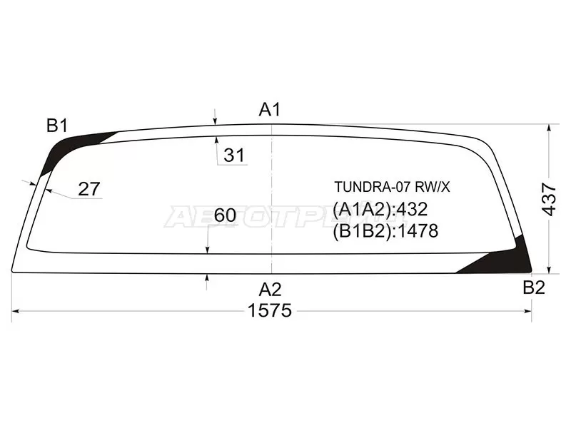 Стекло заднее (Цвет зеленый) Toyota Tundra 06-22 (XYG: TUNDRA-07 RW/X)
