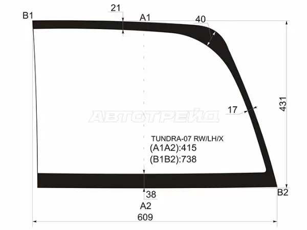 Стекло заднее (Цвет зеленый) Toyota Tundra 06-22 (XYG: TUNDRA-07 RW/LH/X)