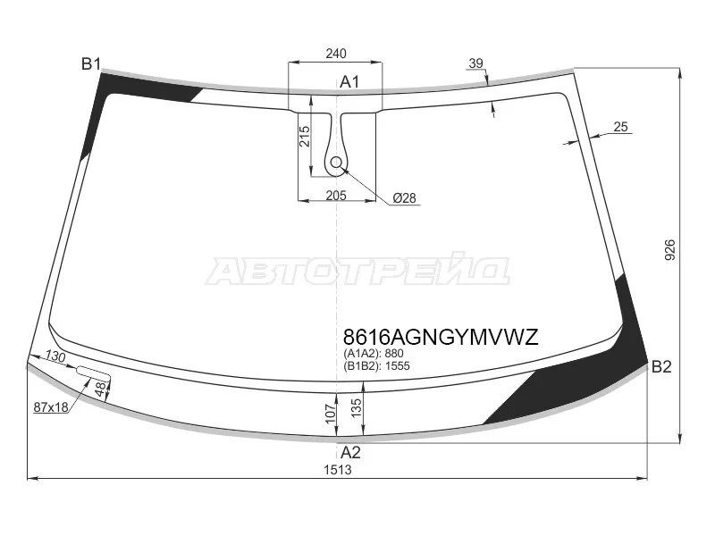 Стекло лобовое (Датчик дождя / Молдинг) Audi A6 14-18  / A6 allroad quattro 14-19  / S6 14-18 (FUYAO: 8611AGNGYMVWZ1W)