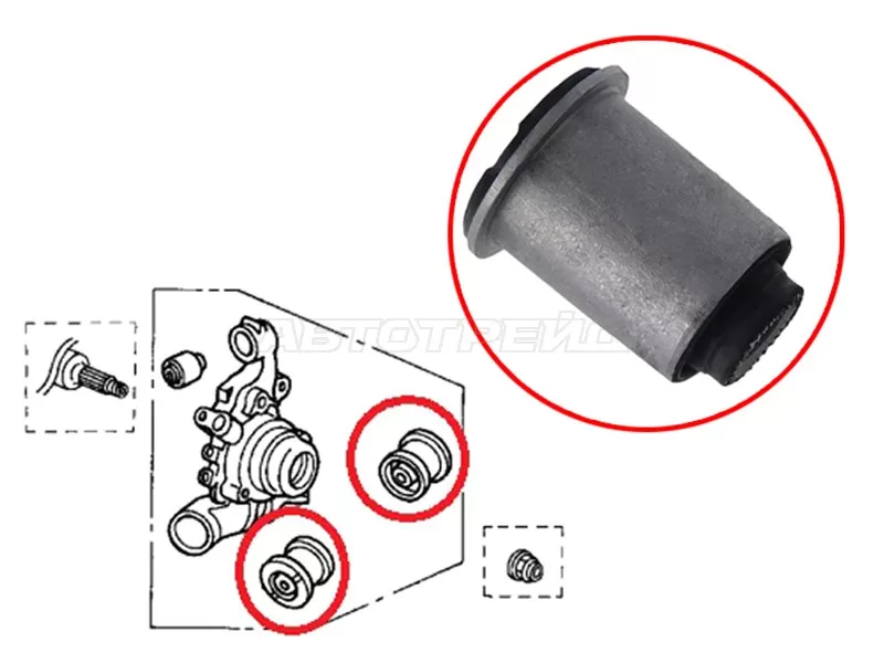 Сайлентблок задней цапфы TOYOTA COROLLA /FIELDER /RUNX /ALLEX /SPACIO 00-06 /ALLION /PREMIO 01-10 /AXIO /FIE (SAT: ST-42304-63010)