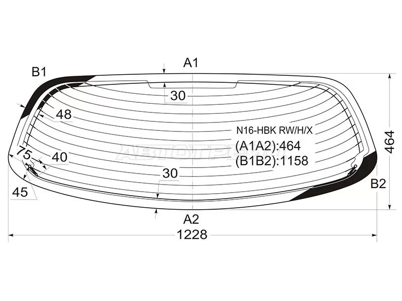 Стекло заднее (Цвет зеленый / Обогрев) Nissan Almera 00-06 (XYG: N16-HBK RW/H/X)