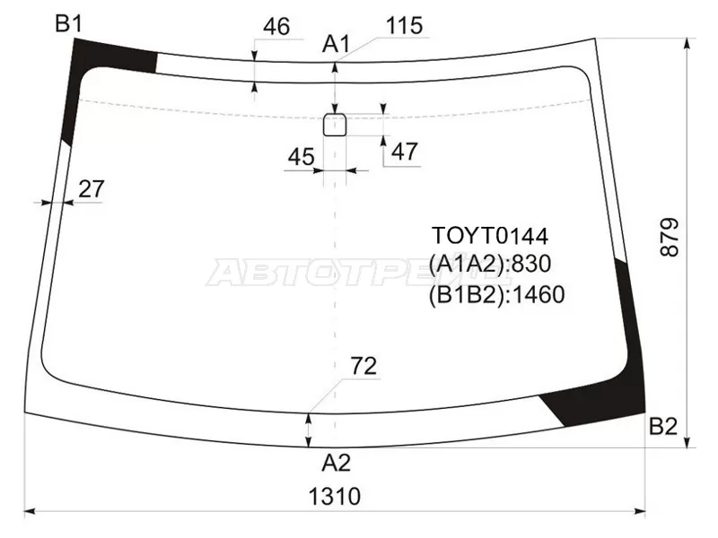 Стекло лобовое Toyota Passo 04-10  / Daihatsu Boon 04-10  / Sirion 05-13  / Subaru Justy 07-11 (KMK: TOYT0144)