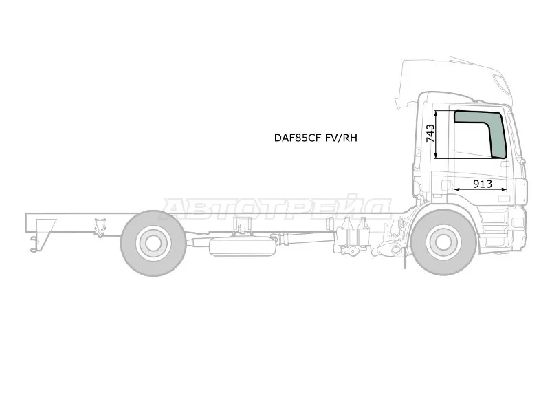 Стекло форточки (Цвет зеленый) Daf 75 93-98  / 85 93-98 (XYG: DAF85CF FV/RH)