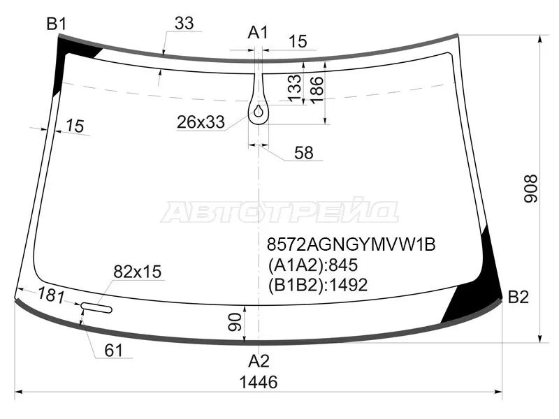 Стекло лобовое (Датчик дождя / Молдинг) Audi A4 00-09  / S4 04-08 (FUYAO: 8572AGNGYMVW1B)