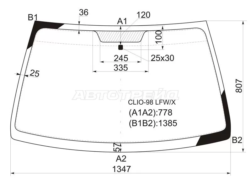 Стекло лобовое Renault Clio 98-09  / Symbol 99-08 (XYG: CLIO-98 LFW/X)