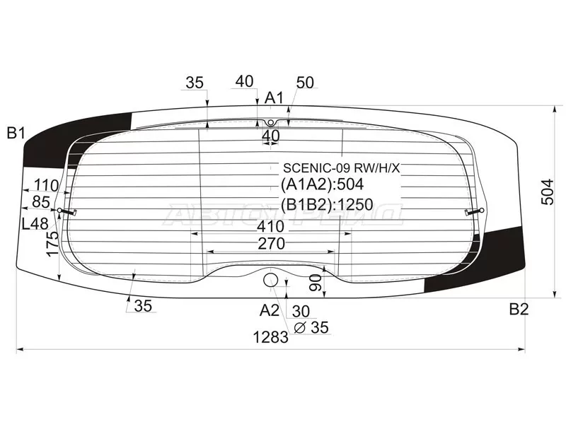 Стекло заднее (Цвет зеленый / Обогрев / Антенна) Renault Grand Scenic 09-16  / Scenic 09-15 (XYG: SCENIC-09 RW/H/X)