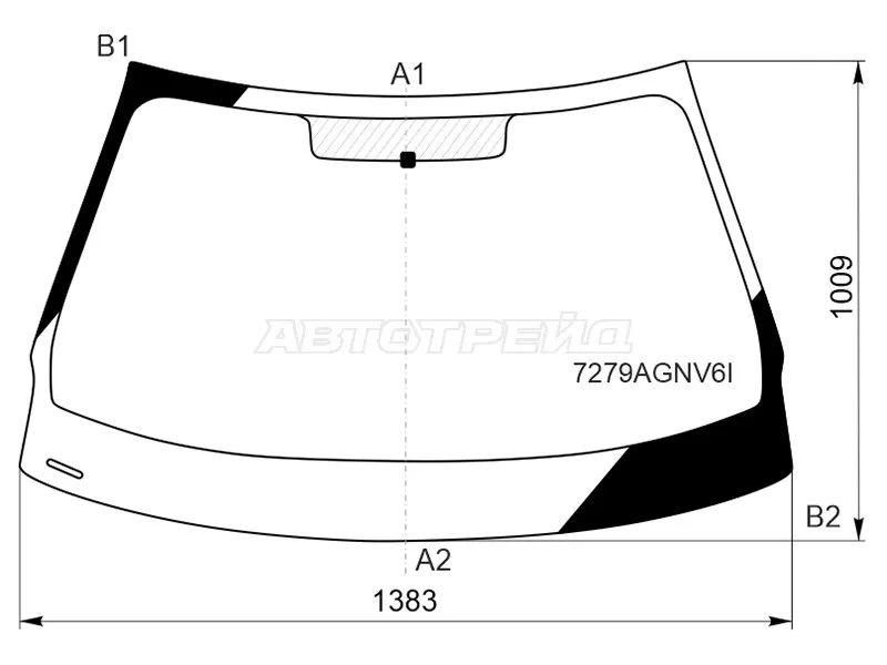 Стекло лобовое Renault Fluence 09-17  / Megane 08-16 (FUYAO: 7279AGNV6I)