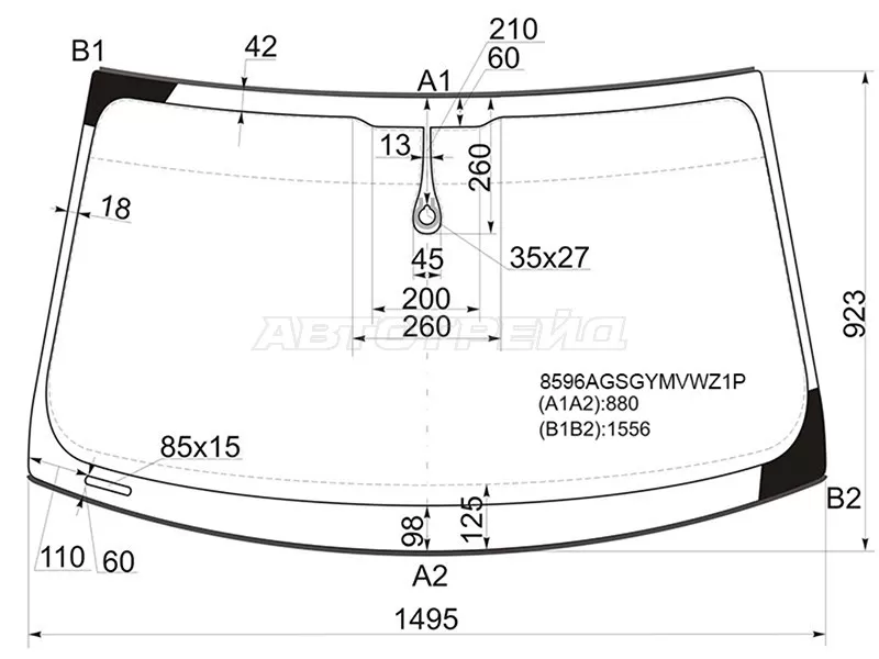Стекло лобовое (Датчик дождя / Молдинг) Audi Q5 08-12 (PILKINGTON: 8596AGSGYMVWZ1P)