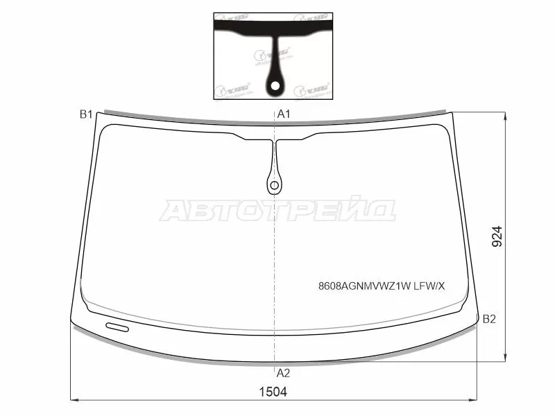 Стекло лобовое (Датчик дождя / Молдинг) Audi A7 14-18 (XYG: 8608AGNMVWZ1W LFW/X)