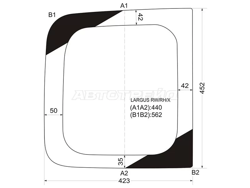 Стекло заднее (Цвет зеленый / правое) Dacia Logan Mcv 08-12  / LADA Largus 12-  / Largus Cross 14-22 (XYG: LARGUS RW/RH/X)