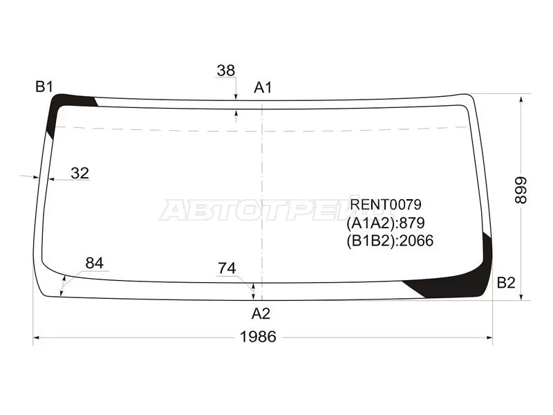 Стекло лобовое Daf LF 06-13  / Renault Midlum 00-13  / Volvo FL 06-13 (KMK: RENT0079)