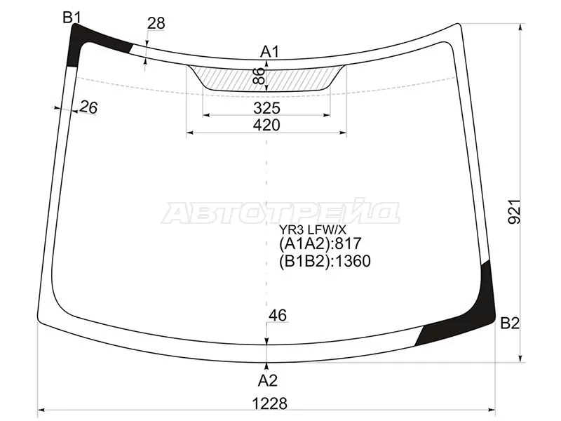 Стекло лобовое Nissan Moco 06-11  / Suzuki MR Wagon 06-10 (XYG: YR3 LFW/X)