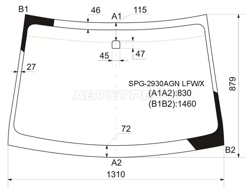 Стекло лобовое Toyota Passo 04-10  / Daihatsu Boon 04-10  / Sirion 05-13  / Subaru Justy 07-11 (SAT: SPG-2930AGN LFW/X)