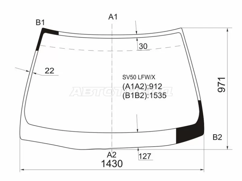 Стекло лобовое Toyota Vista 98-03  / Vista Ardeo 98-03 (XYG: SV50 LFW/X)