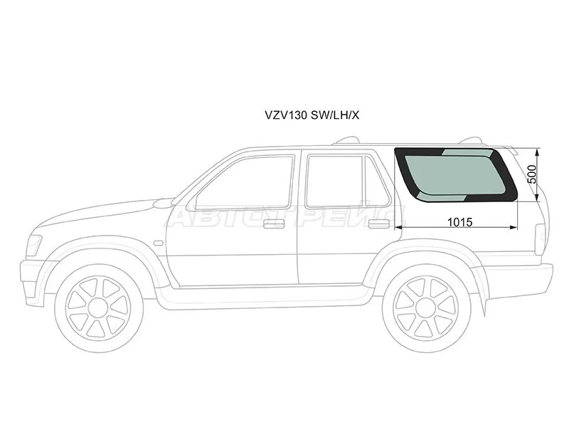 Стекло кузова боковое (не опускное) (Слева / Цвет зеленый) Great Wall Safe 01-09  / Toyota 4Runner 89-95  / Hilux Surf 89-95 (XYG: VZV130 SW/LH/X)
