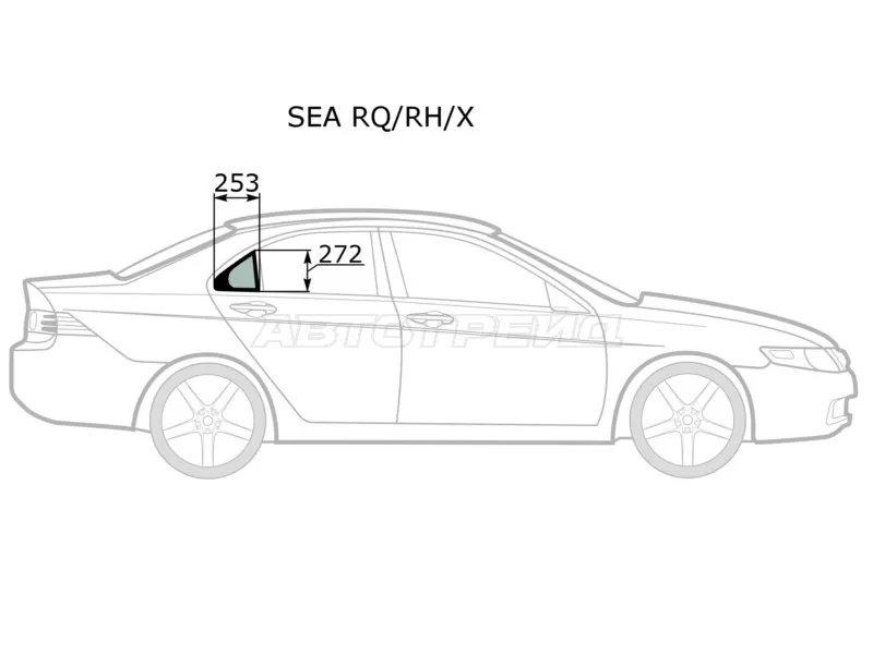 Стекло форточки (Цвет зеленый) Honda Accord 02-08  / Acura TSX 03-08 (XYG: SEA RQ/RH/X)