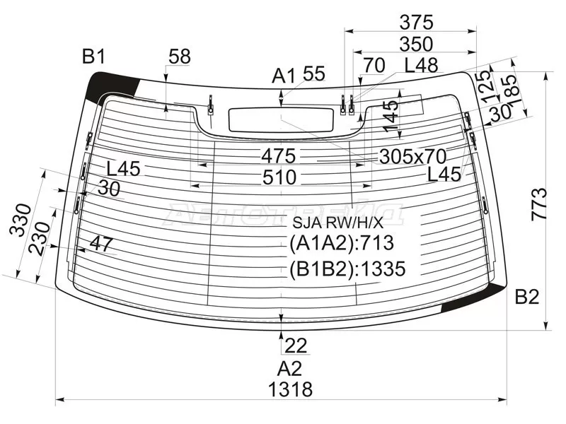Стекло заднее (Цвет зеленый / Обогрев / Антенна) Acura RL 04-10  / Honda Legend 04-12 (XYG: SJA RW/H/X)