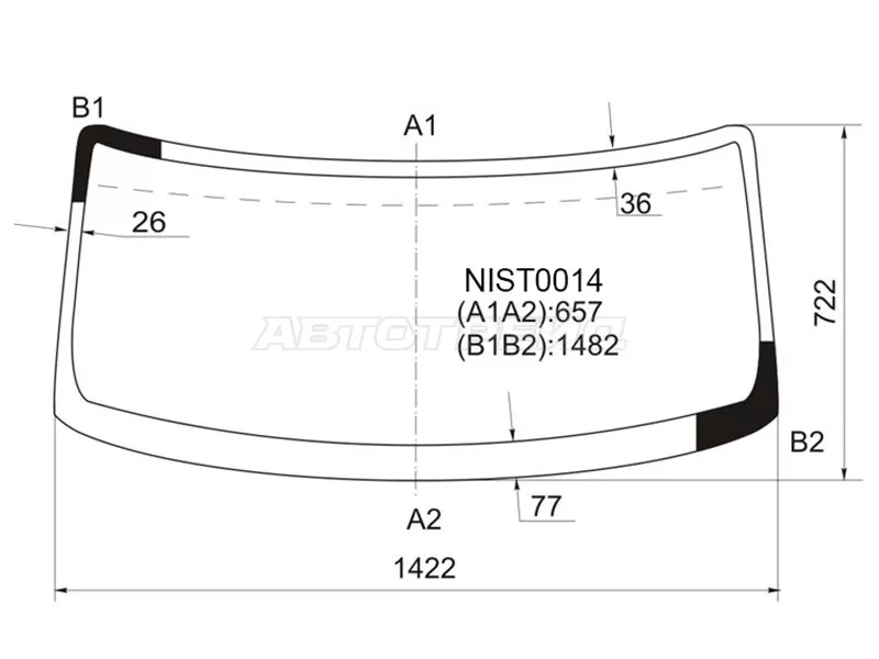 Стекло лобовое Nissan Cube 02-08  / Cube Cubic 03-08 (KMK: NIST0014)