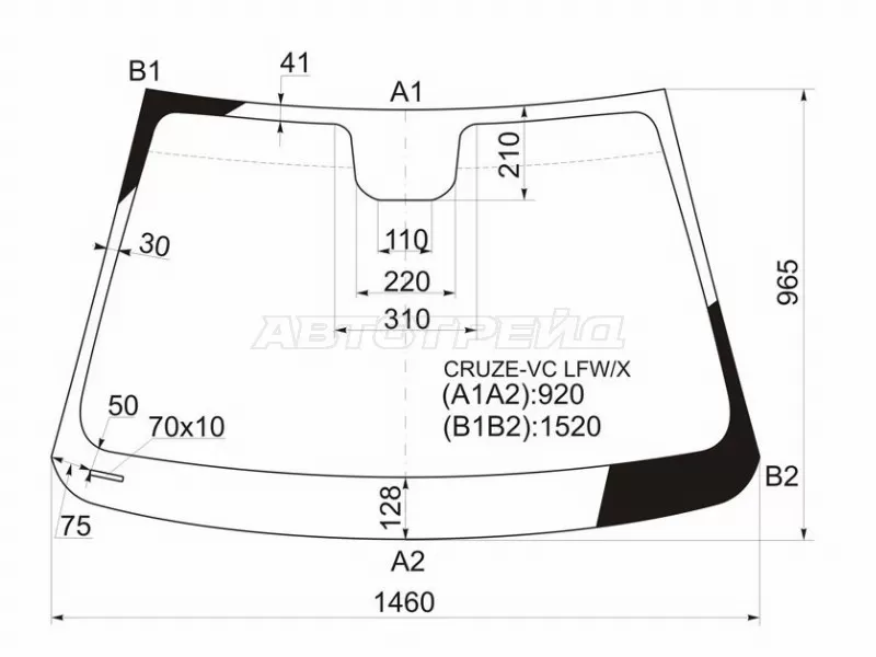 Стекло лобовое Chevrolet Cruze 09-15  / Daewoo Lacetti 08-11 (XYG: CRUZE-VC LFW/X)