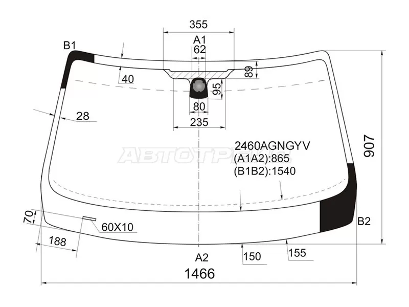 Стекло лобовое BMW X1 09-15 (FUYAO: 2460AGNGYV)