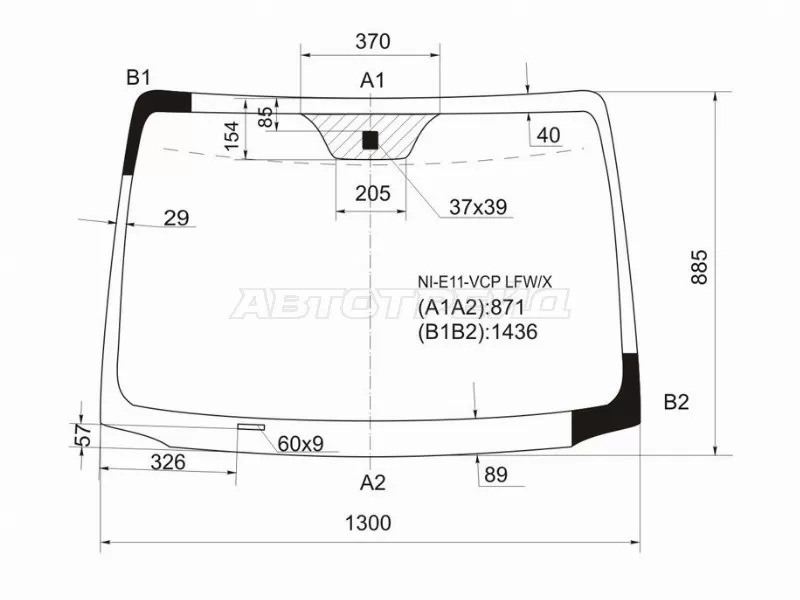 Стекло лобовое NISSAN NOTE 05-13 (XYG: NI-E11-VCP LFW/X)