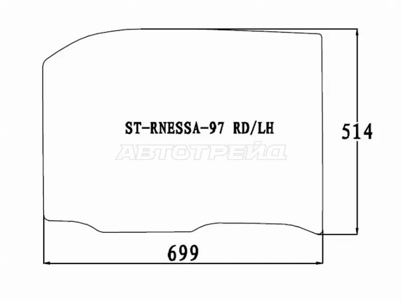 Стекло боковое опускное (Сзади / Слева / Цвет зеленый) Nissan R'nessa 97-01 (SAT: ST-RNESSA-97 RD/LH)