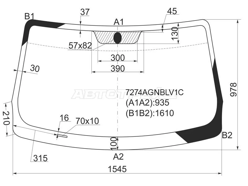 Стекло лобовое Mercedes-Benz Citan 12-  / Renault Kangoo 08-16 (FUYAO: 7274AGNBLV1C)