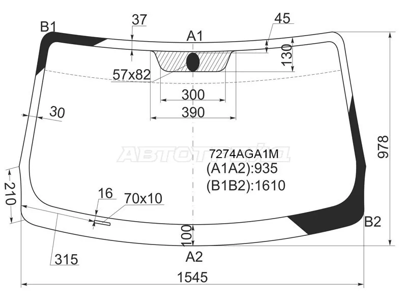 Стекло лобовое Mercedes-Benz Citan 12-  / Renault Kangoo 08-16 (AGC: 7274AGA1M)