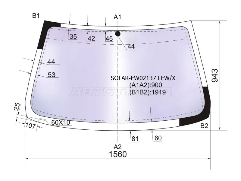 Стекло лобовое (Атермальное) BMW X5 99-06 (XYG: SOLAR-FW02137 LFW/X)