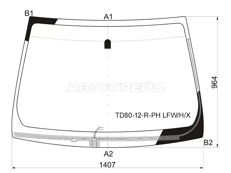 Стекло лобовое (Обогрев щеток) Daihatsu Boon Luminas 08-12  / Toyota Passo Sette 08-12 (XYG: TD80-12-R-PH LFW/H/X)