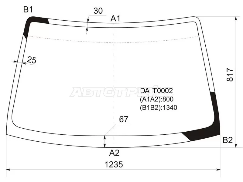 Стекло лобовое Daihatsu Terios 97-  / Terios Kid 98-12  / Toyota Cami 99-06 (KMK: DAIT0002)