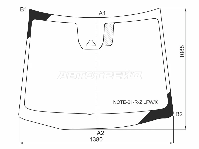 Стекло лобовое (Камера) Nissan Note 20- (XYG: NOTE-21-R-Z LFW/X)