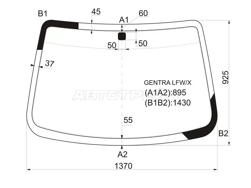 Стекло лобовое Chevrolet Aveo 02-11  / Nexia 20-  / Daewoo Gentra 05-11  / Ravon Nexia R3 16-  / ЗАЗ Вида 12-14 (XYG: GENTRA LFW/X)