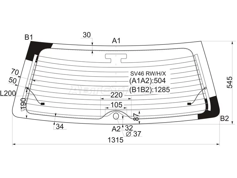 Стекло заднее (Цвет зеленый / Обогрев / 5D WGN) Toyota Camry Gracia 96-01  / Mark II Wagon Qualis 97-02 (XYG: SV46 RW/H/X)
