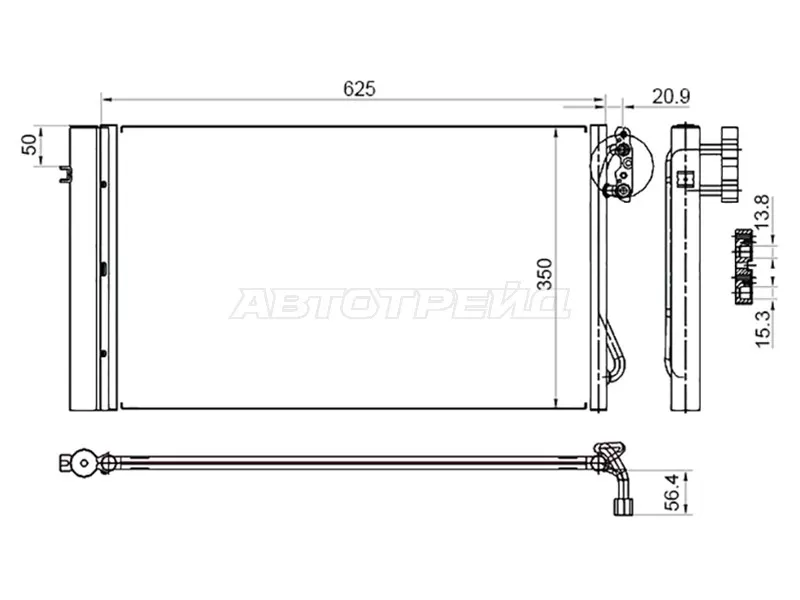 Радиатор кондиционера BMW 1-Series 04-13  / 3-Series 05-14  / X1 09-15  / Z4 09-17 (SAT: ST-BM90-394-A0)