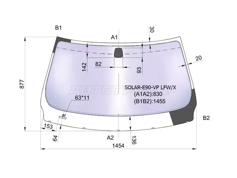 Стекло лобовое (Атермальное) BMW 3-Series 05-14  / M3 06-13 (XYG: SOLAR-E90-VP LFW/X)