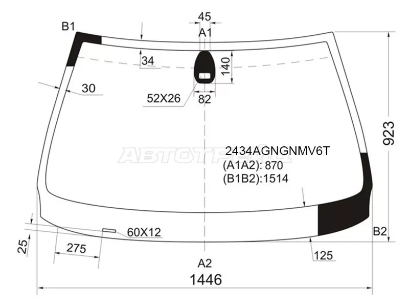 Стекло лобовое (Датчик дождя) BMW 5-Series 00-04 (FUYAO: 2434AGNGNMV6T)