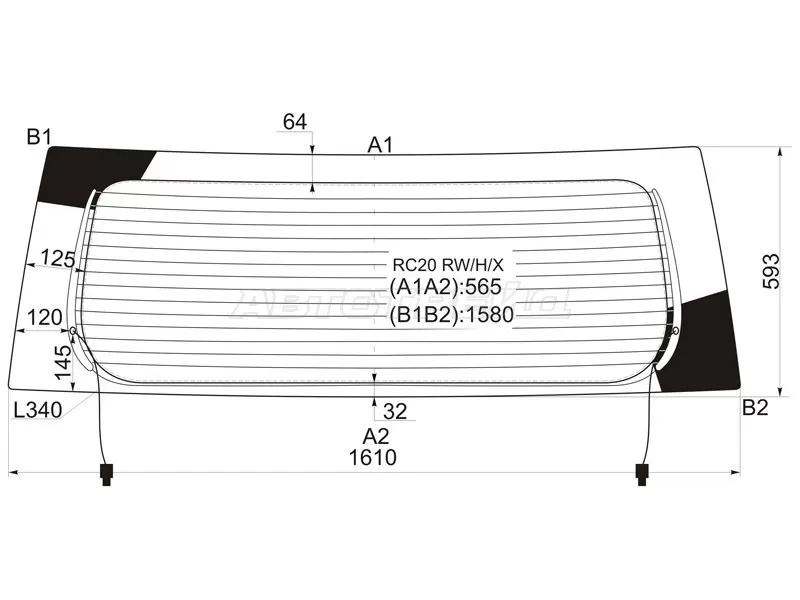 Стекло заднее (Цвет зеленый / Обогрев) Toyota Alphard (H10) 02-08 (XYG: RC20 RW/H/X)
