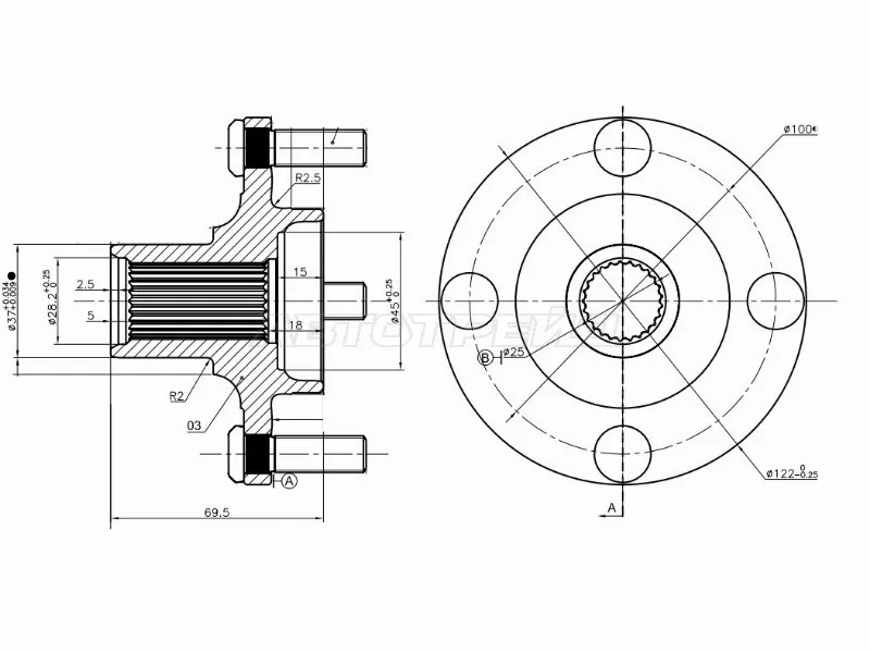 Ступица перед NISSAN CUBE /MICRA /NOTE 02- (SAT: ST-40202-AX000)