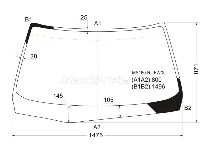 Стекло лобовое Toyota Crown 99-07 (XYG: MS160-R LFW/X)