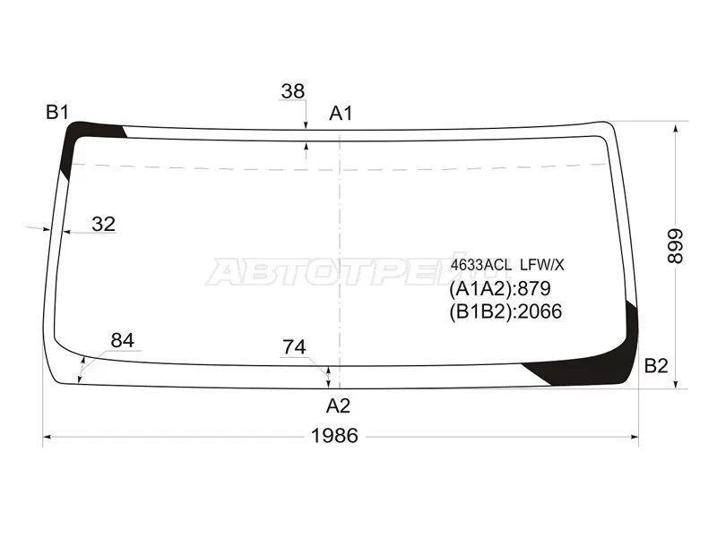 Стекло лобовое DAF LF 06-13  / Renault Midlum 00-13  / Volvo FL 06-13 (XYG: 4633ACL LFW/X)